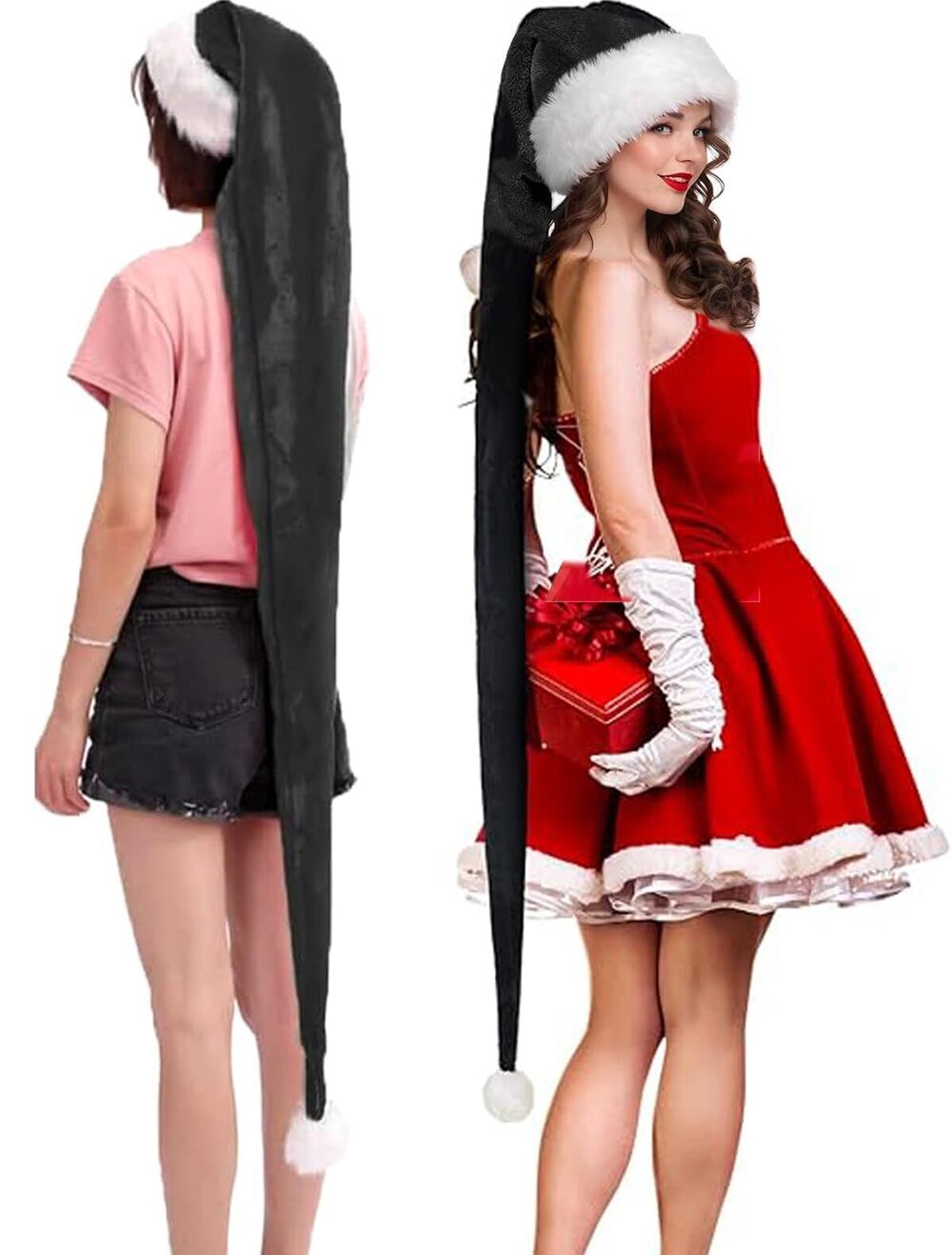 5420 2PCS 5 Feet Super Long Halloween Party Decorations Hat Santa Claus Hat